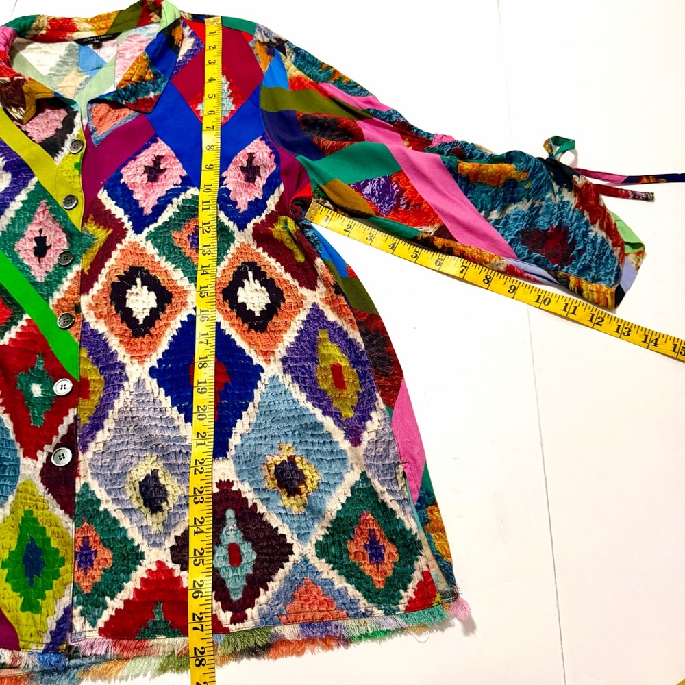 John Mark Bold Mod Market Multicolor Tunic Blouse Size XL Artsy Festive Boho - Picture 16 of 16
